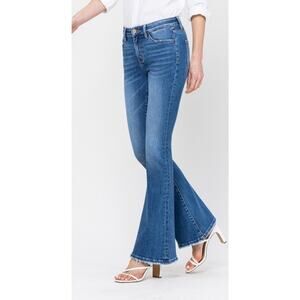 Vervet High Rise Button Fly Flare Jeans Sz 27” x 32”, 10” Rise, 12” Wide Leg